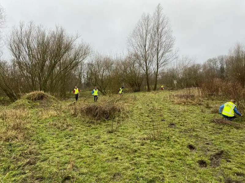 Open grasland met verspreide bomen langs de Berkel
